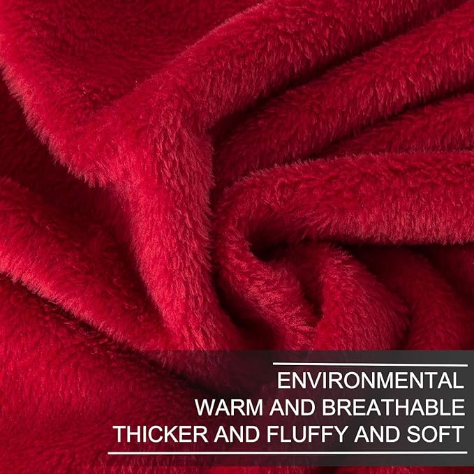 Fleece Queen Size Summer Blanket All Season 350GSM Lightweight Throw for The Bed Extra Soft Brush Fabric Winter Warm Sofa Blanket 90" x 90"(Red Queen)