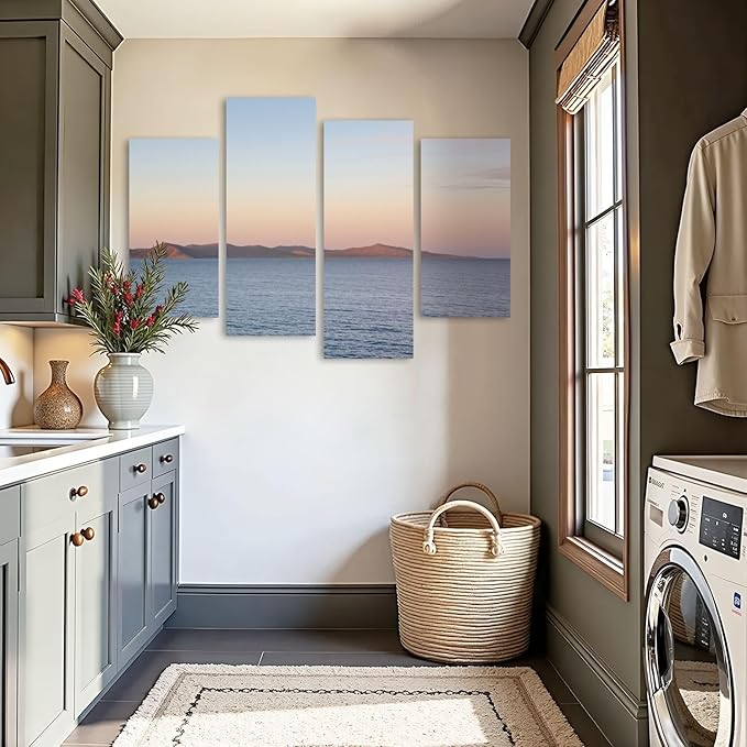 Canvas Wall Art Prints Pictures Bear lake from Marina Garden City Utah Framed Posters Modern Wall Painting Artwork Gift Home Decor for Living Room Ready to Hang 4 Panel