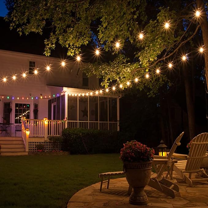Lightdot 50FT Outdoor String Lights, LED Bistro String Lights with Shatterproof G40 Bulbs, 2700K Dimmable, Waterproof Hanging Lights for Porch, Party, Garden, Backyard, Balcony - ETL Listed