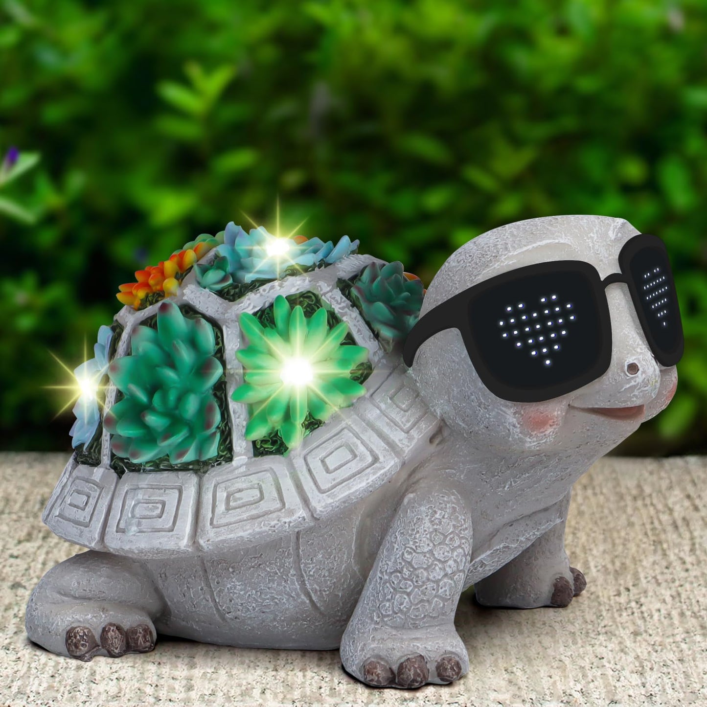 Pawatee Solar Garden Statues Turtle with Succulent and LED Lights Birthday Gifts for Women Mom Grandma Solar Outdoor Decor for Patio Backyard Yard Lawn Decoration-Unique Housewarming Gifts