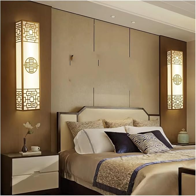 Chinese Style Bedroom Wall Lamp Strip Shaped Zen Background Wall Bedside Lamp Living Room,for Hall