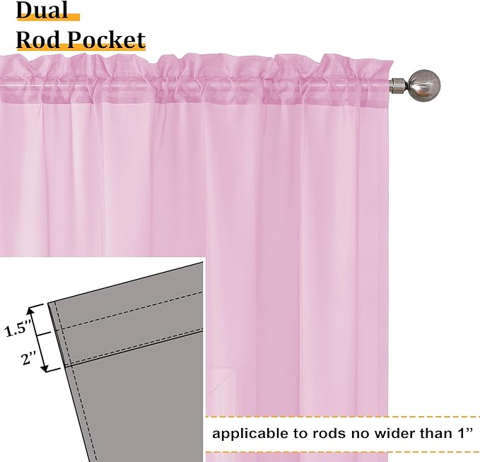 Aiyufeng Sheer Pink Curtains 72inches Long