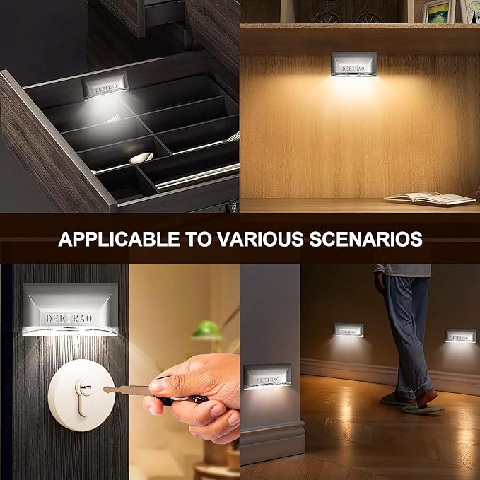 Home Keyhole Infrared PIR Wireless Auto Sensor Motion Detector LED Light lamp for Kitchen Hallway Stairway Silver