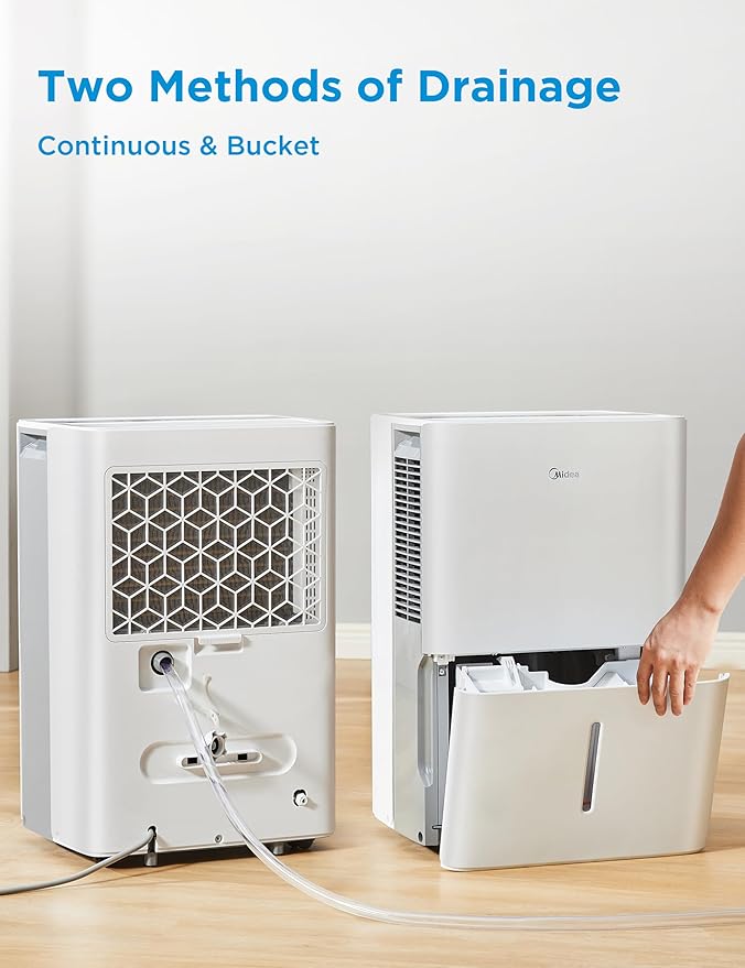 Midea 4,500 Sq. Ft.Dehumidifier for Basement, With Reusable Air Filter 50 Pint - Ideal For Basements, Large & Medium Sized Rooms, And Bathrooms (White)