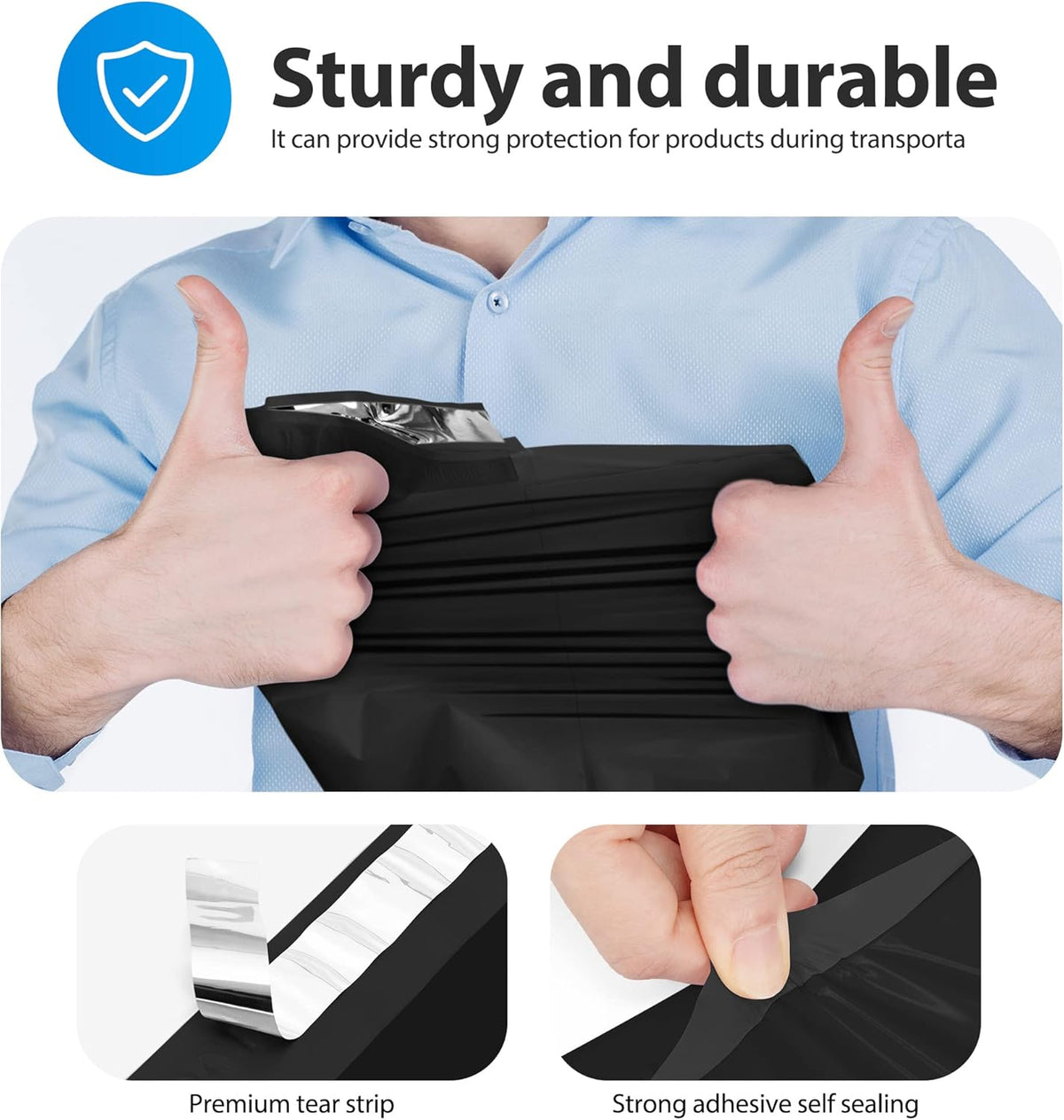 Fuxury 500Pcs Poly Mailers 10x13 Inch,Shipping Bags Bulk for Clothes,Strong Adhesive Shipping Envelopes for Small Business,Self Seal Mailing Bags,Black