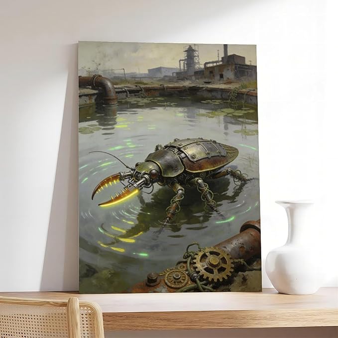 Framed Industrial Fantasy Wall Art for Living Room TV Wall Post Apocalyptic Style Home Decor 12x18inch(30x45cm)