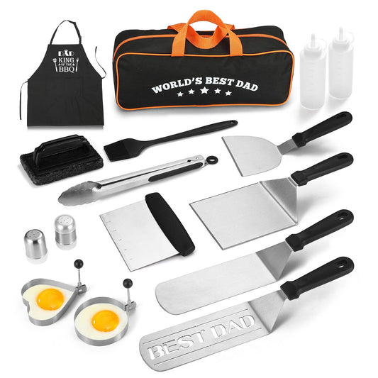 Dad Gifts from Daughter Son, 16PCS Griddle Kit Grilling Gifts for Dad Birthday, Best DAD BBQ Grill Tools for Dad Father New Daddy for Dad Birthday from Kids