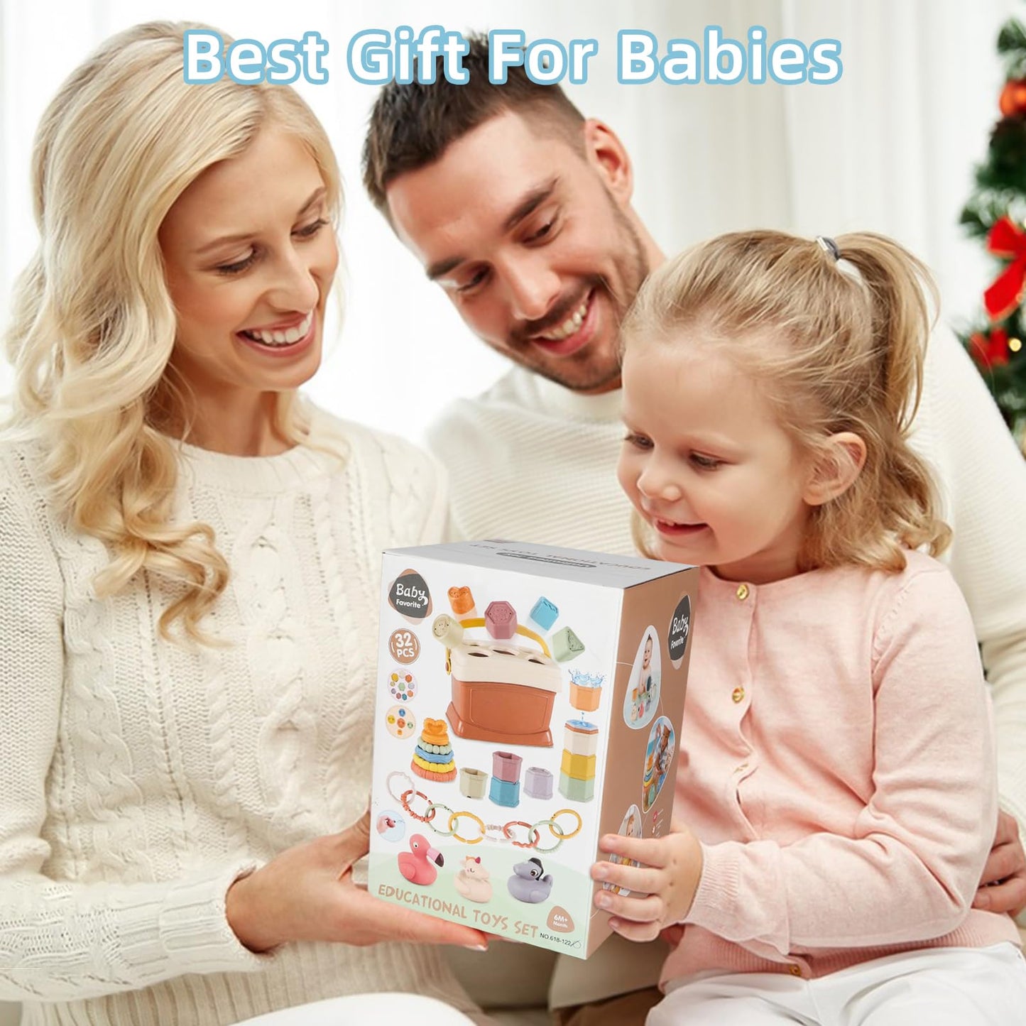 BYFWH Shape Sorters Baby Toys 5 in 1 Montessori Toy for 6-48 Months Stacking Cups,Rings Toy Links,Soft Stacking Rings,Blocks Set,Soft Animals Toys Shape Sorters for Toddlers 1-3