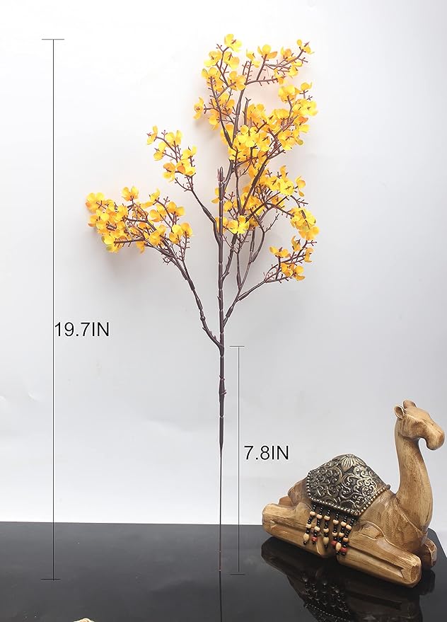 JAKY-Global Babys Breath Orange Silk Artificial Flowers 12 Bundle Fall Stems Fake Plants Decor Wedding Party Decoration Bouquets Real Touch DIY Home Garden(Yellow Orange 12Bundles)