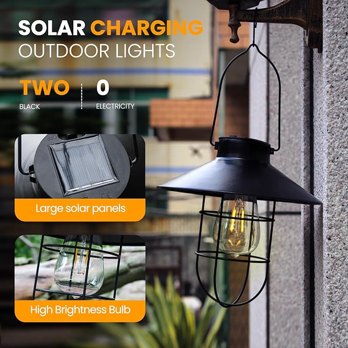 4 Pack ‌Solar Lanterns Outdoor Waterproof Ideal as Gifts for Women, Mothers and Wife.Vintage-Style Hanging Solar Lights Suitable for Outdoor Use in Yards, Patios, Backyards and Porches.
