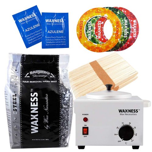 Wax Necessities Barbero Grooming Men Stripless Waxing Kit with Big 2.2 Pound Wax Bag