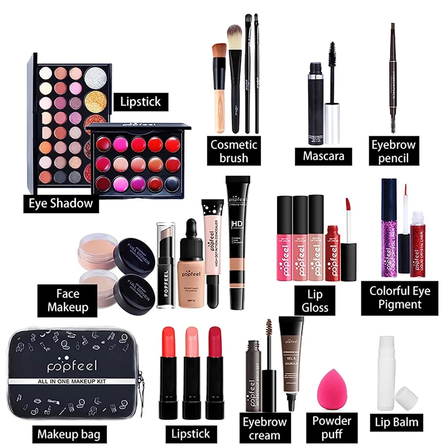 MAEPEOR All In One Makeup Kit 27PCS Makeup Kit for Women Full Kit Multi-Purpose Makeup Set for Beginners or Pros (KIT004)