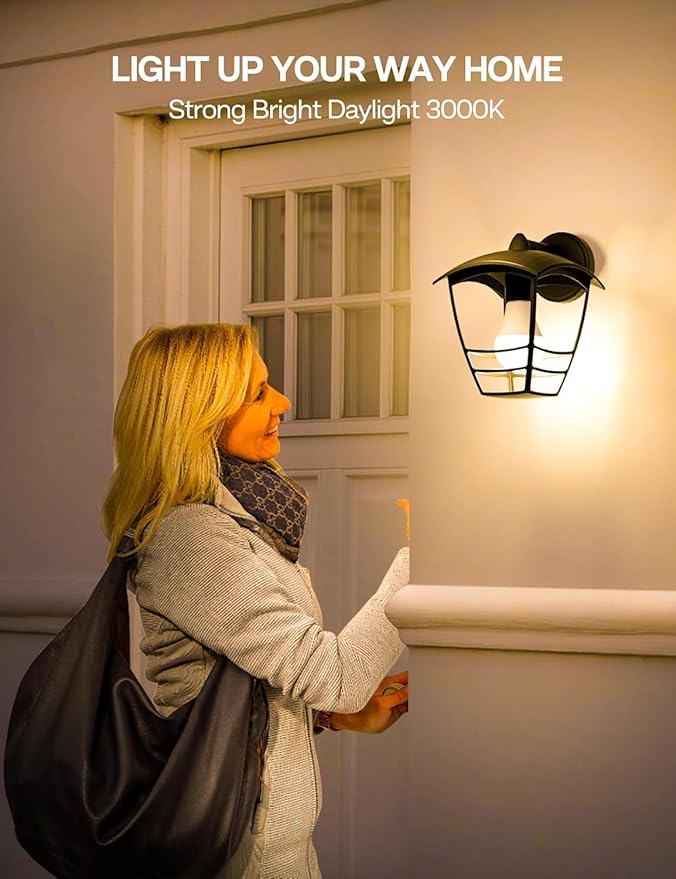 Dusk to Dawn Sensor LED Outdoor Light Bulb, Warm White 3000K, A19 13W(100 Watt Equivalent) Bright Porch Lighting, 1200LM, Auto-On/Off Photocell Sensor for Garage Yard Patio Garden- 6 Pack