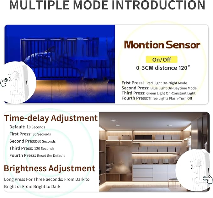 5V Motion Sensor Dimmable USB Rechargeable COB LED Strip Lights,Built-in 1500mAh Battery,Three Modes,9.84FT/3M,Cool White 6500K,320LEDs/M,Night for Closet,Wardrobe,Bed,Stairs,Kitchen