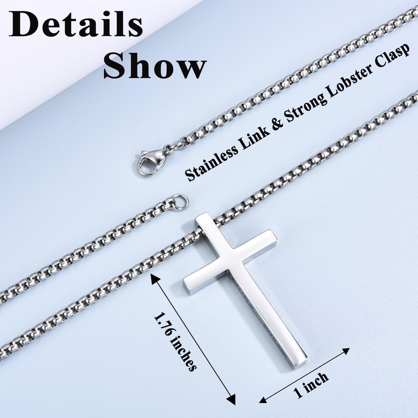 OAVOOK 15th Birthday Gifts for Teen Boys 15 Year Old Boys Cross Necklaces Christian Gifts for Son, Grandson, Nephew, Brother