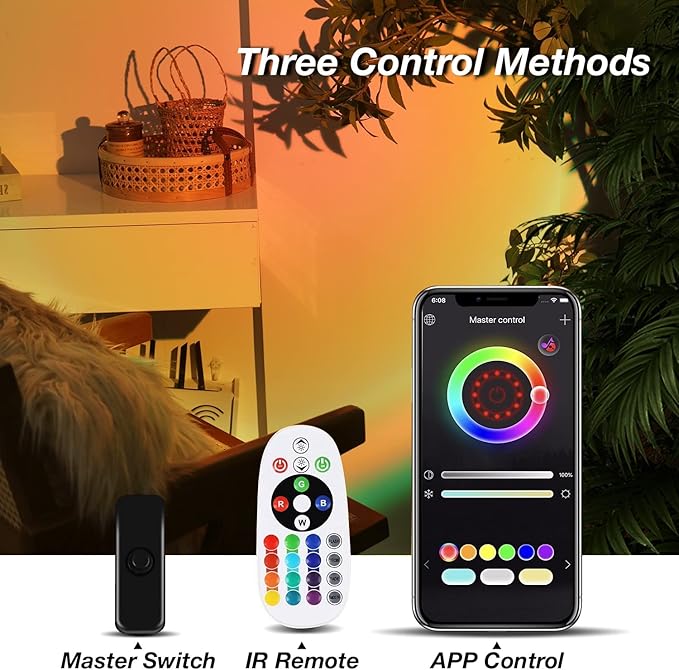 QUIGO Sunset Projector Lamp, 16 Colors Changing with Remote & App Control, Night Light for Bedroom, TikTok Room Decor Aesthetic, Sunrise/Sunset Light