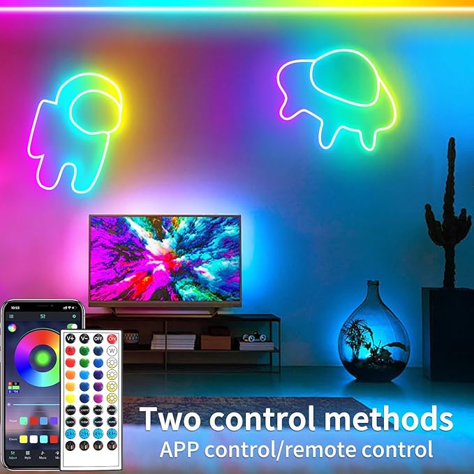 66FT Neon LED Rope Lights IP65 Waterproof LED Lights for Bedroom Flexible LED Light Strip with Remote/APP Control RGB Lighting Strip for Indoors Outdoors Bedroom Room Home Décor