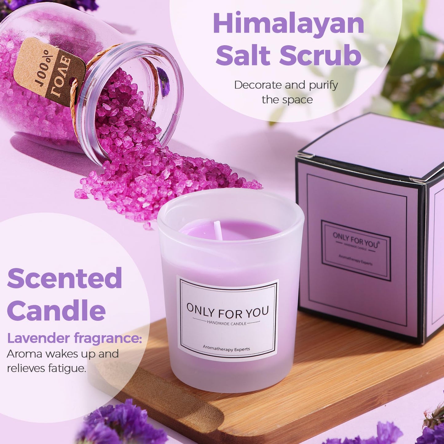 Birthday Gifts for Women, Self Care Gifts Get Well Soon Gifts,Lavender Spa Flannel Blanket Gift Set, Gift For Female Friend, Mom, Wife, Girlfriend, Sister, Teacher's Day Gift Her Birthday Gift