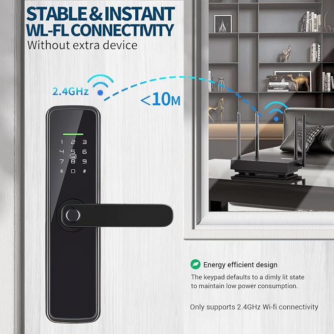 Sophies Fingerprint Door Lock Smart Deadbolt Keyless Entry Electronic Digital Keypad with Biometric Fingerprint, Tuya App Remote Control WiFi Locks for Front Door