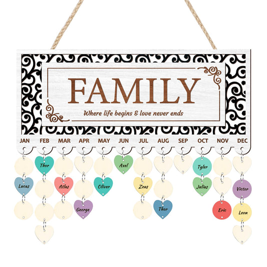 KAlRNE Birthday Calendar Board,Rustic Wooden Calendar Hanging Plaques,Family Birthday Reminder Board,Family Wooden Plaques with Tags,Gifts for Mom Nana Grandparents Anniversary Special Events