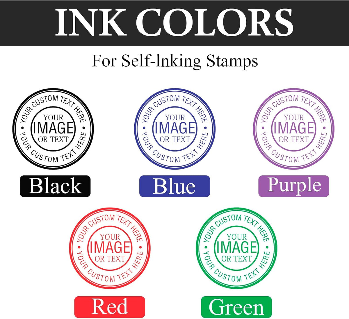 Custom Stamps for Business | Custom Logo Stamp | Personalized Self Inking Stamp Customized Business Logo Text Rubber Stamper, 4 Sizes/5 Color Options (2-inch)