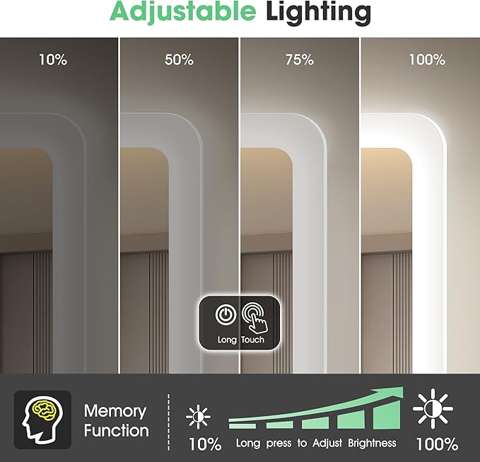 S'bagno 32" x 24" LED Bathroom Mirror with Lights, Bluetooth Speaker, Anti-Fog & Waterproof, Dimmable Wall Mirror with Touch Control, 3 Light Colors, Vertical or Horizontal, Ideal for Family Bathrooms