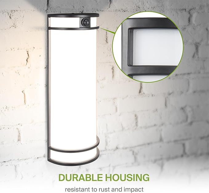 ASD 18 Inch Motion Sensor LED Outdoor Sconce Lights - 20W 3000K 4000K 5000K Black Exterior Lighting Fixtures, Dimmable Exterior Lights for House, Modern Patio Wall Light Fixture ETL