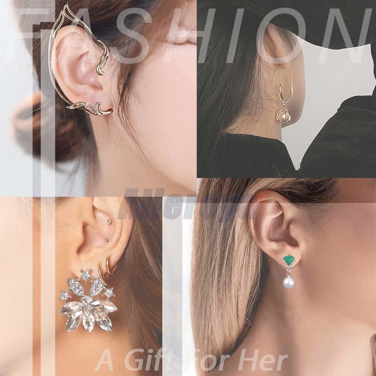 Vintage Crystal Pearl Drop Earrings Sparkly Leaf Earrings Rhinestone Pearl Dangle Earrings Gold Cz Spiral Leaf Earring Jewelry for Women
