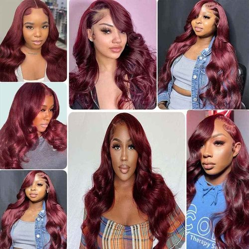 Giginger Bundles Human Hair Burgundy 99J Body Wave Human Hair Bundles 22 24 26 inch Wine Red Unprocessed Quick Weave Soft Sewn In Hair Extensions for Black Women