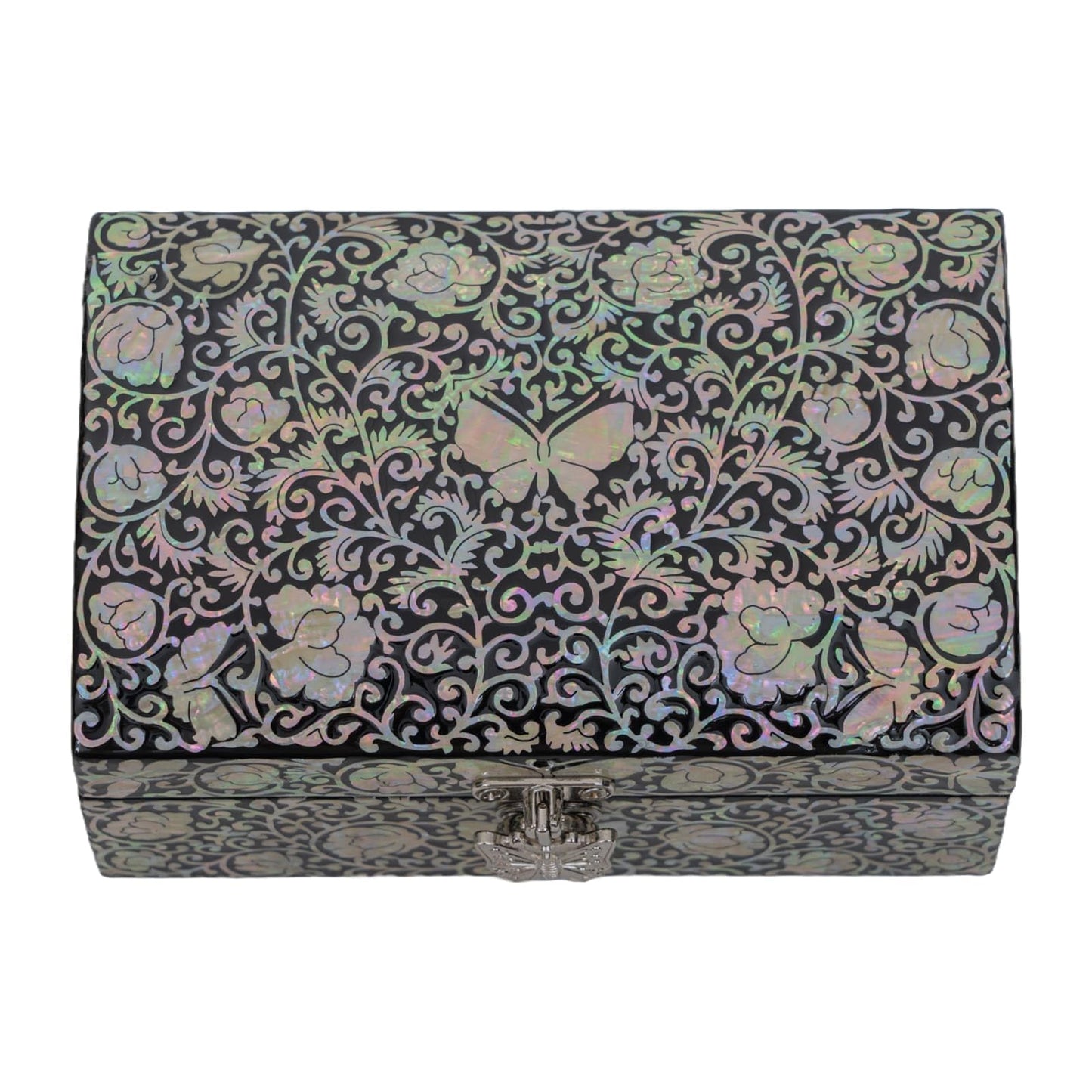 February Mountain Mother of Pearl Box - Handmade Trinket Box Mother's day Wedding Anniversary Christmas Birthday Gifts for women who have everything (Black-Butterfly)