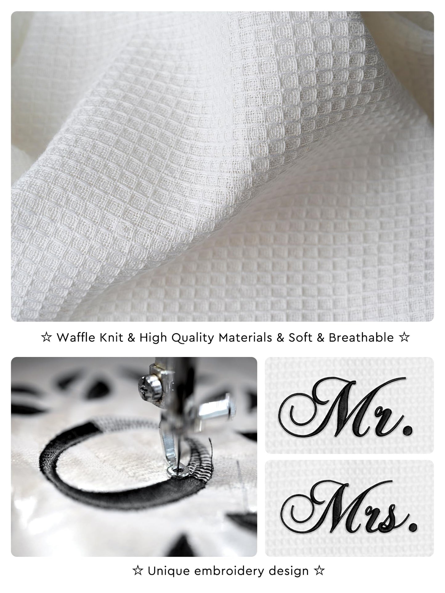 AW BRIDAL Wedding Gifts for Couple Newlyweds, Anniversary Mr and Mrs Waffle Knit Robe Sets for Enagagement Bridal Shower, Monogrammed White Matching Robes for Couples, Bride and Groom, Wifey and Hubby