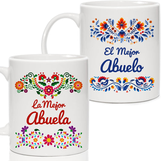 Breezy Valley Grandparents Gifts for Grandma Grandpa from Grandkids - Grandma and Grandpa Birthday Gifts, Regalos Para Abuela Abuelo Gifts In Spanish, Best Grandma Grandpa Coffee Mugs Cup