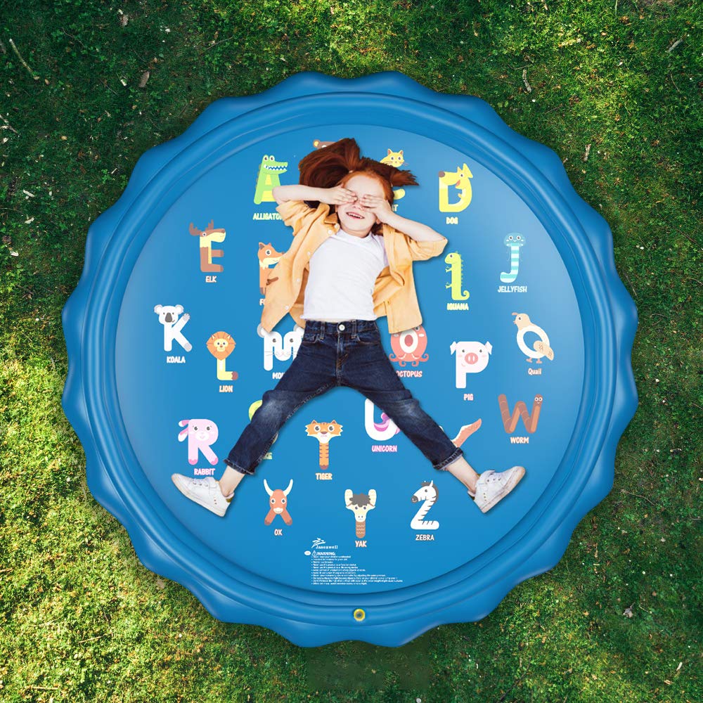 Jasonwell Splash Pad Sprinkler for Kids 60" Splash Play Mat Outdoor Water Toys Inflatable Splash Pad Baby Toddler Pool Boys Girls Children Outside Backyard Dog Sprinkler Pool for Age 1 2 3 4 5 6 7 8 9