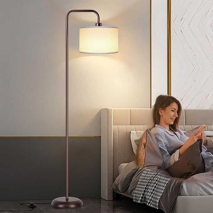PARTPHONER LED Floor Lamp for Living Room, 3 Color Temperature, with Foot Switch, 9W Bulb Included, Oil Rubbed Bronze