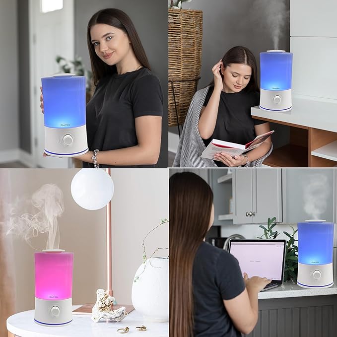 BlueHills Premium Large 2500 ML and 2000 ML XL Essential Oil Diffusers Humidifier Combo Set of 2 for Large Room Home with Décor LED Lights Great Gift – White