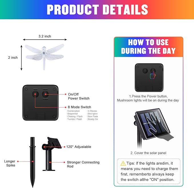 JMEXSUSS Dragonfly Solar String Lights Outdoor, 25.6FT 30 LED Waterproof Solar Fairy Lights, Solar Lights Outdoor for Garden Patio Yard Decorations, Dragonfly