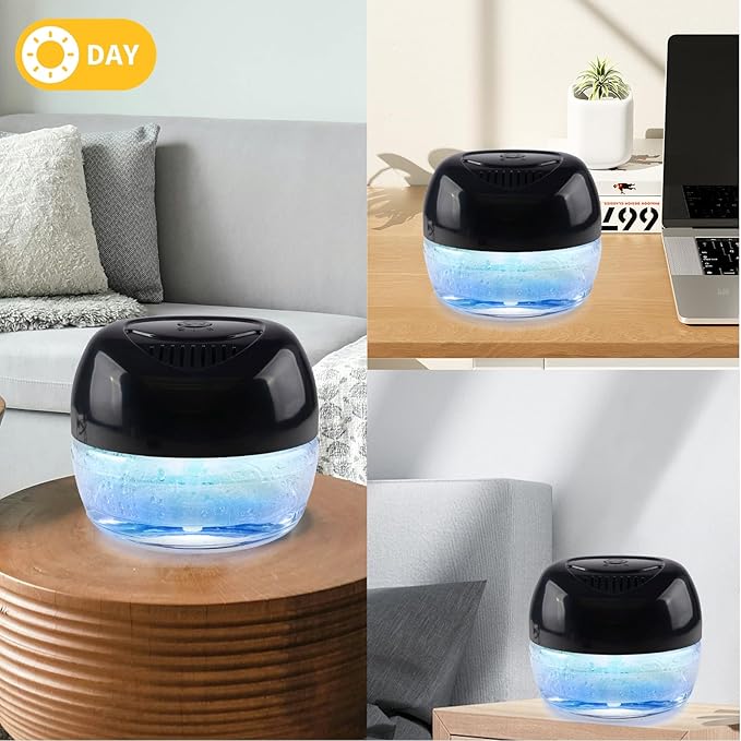 Water Based Air Purifier with Essential Oil Diffuser Pack, Air Washer with 7 Color LED Night Light, Air Revitalizer Includes 6x10ml Essential Oil Aroma Diffuser for Home, Office, Pet