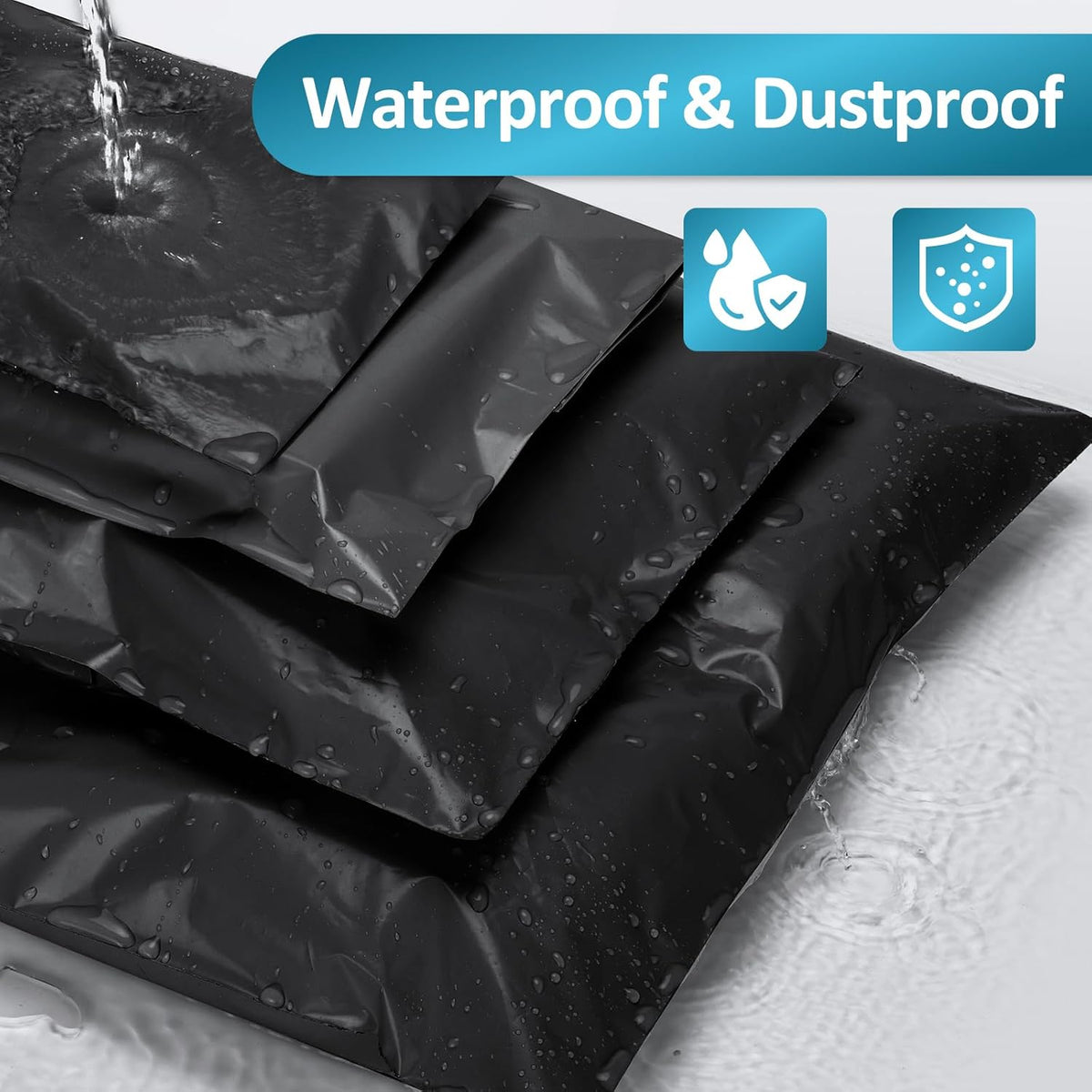 UCGOU 30 Pack Black Poly Mailers Variety Size Pack, 10x13 Inch & 12x15.5 Inch & 14.5x19 Inch, 10 PCS Each Shipping Bag for Clothing Self-sealing Adhesive Poly Mailers Assorted Sizes for Small Business