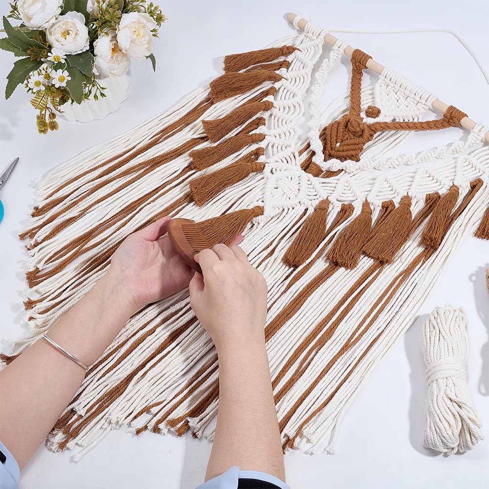 FREEBLOSS DIY Macrame Wall Hanging Kit Woven Tassel Tapestry DIY Cotton Rope Boho Wall Decor Macrame Kit with Instructions for Adults Beginners, 40cm/15.7" Wide"