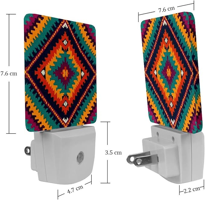 2 Pack Tribal Navajo and Native (1) LED Night Light Lamps for Baby, Nursery Light for Kids Bedroom