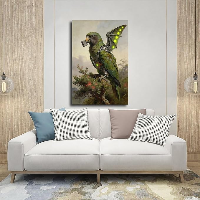 Framed Mechanical Fantasy Wall Art for Modern Living Room Industrial Sci Fi Decor Statement Piece 16x24inch(40x60cm)