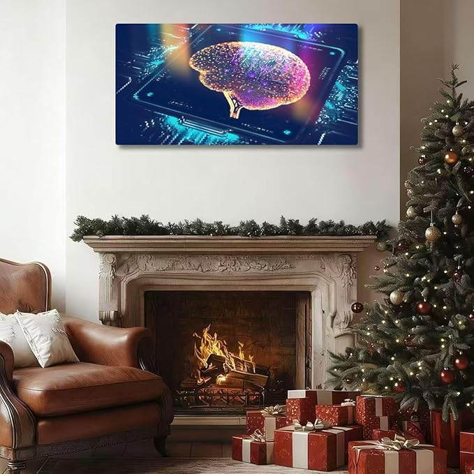 Wibinuki Wall Art Wall Decor Wall Paintings Artificial Intelligence CPU quantum computing for Living Room Bedroom Bathroom Home Decor Can Be Hung Directly 20"x 40"