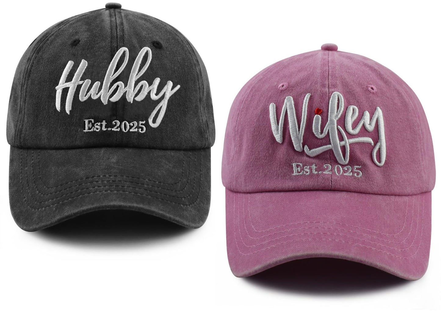 MANMESH HATT Wifey Hubby 2025 Couples Matching Dad Hats, Mr and Mrs Hat, Bride and Groom Hats, Newlywed Honeymoon Wedding Gifts Baseball Caps for Men and Women Dad Mom Wife Husband 2025 Black Pink