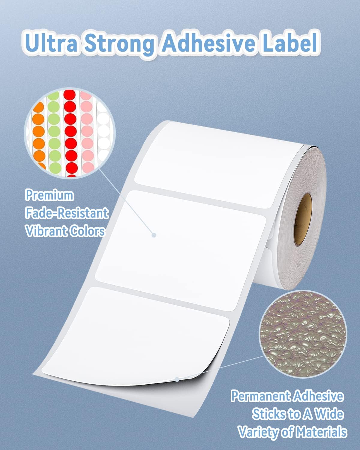 Phomemo 4"x3" Thermal Labels Roll for Small Business Supplies - Commercial Grade Logo Stickers for Business Customized - Waterproof Shipping Labels for Thermal Label Printer - 500 PCS Label Stickers