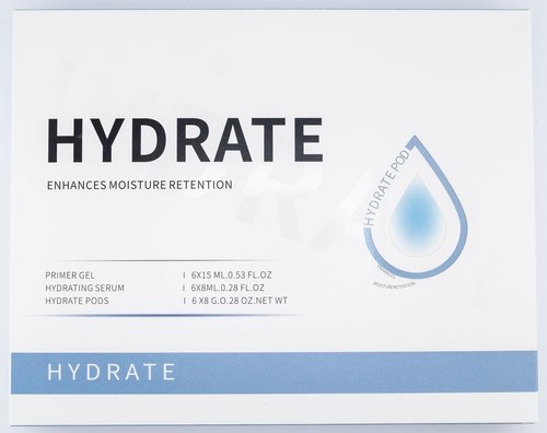 Hydrate Pods - Oxygen Facial CO2 Therapy, Home Facial, 6 Pods + 6 Primer Gel + 6 Serum After Treatment (New Formula Less Foam)