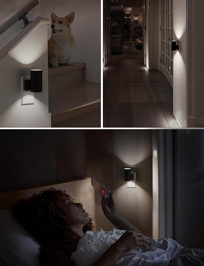 L LOHAS LED Bright Night Light, Night Lights Plug into Wall, 5000K Daylight White, Dimmable Nightlight Plug in with Light Sensor, Decorative LED Nightlights for Hallway Bathroom Kitchen, 2 Pack
