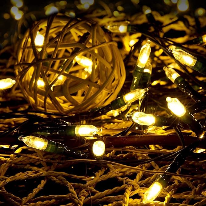 Christmas Lights - Battery Operated String Lights 33ft 100LED Outdoor String Light with Timer & 8 Modes, LED String Lights for Indoor Outdoor Wreath Christmas Wedding Party Decor, Warm White, 2 Pack