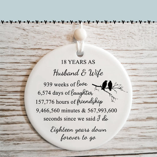 18 Years for Couple,18th Wedding for Wife or Husband,Porcelain, China Anniversary Marriage Presents for Her or Him