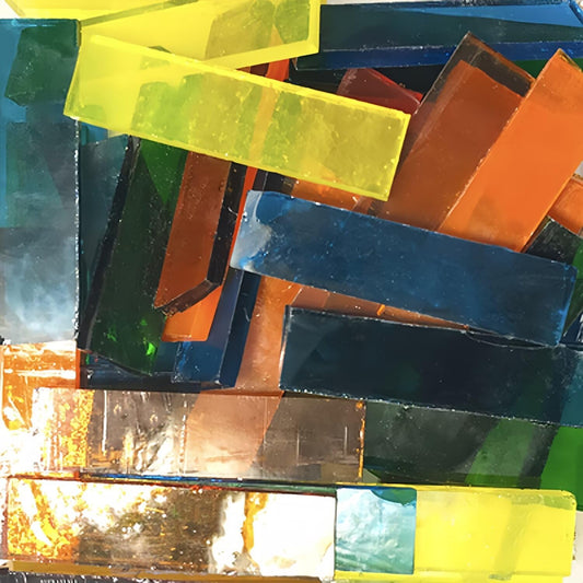LiFschal Rectangle Mosaic Tiles Stained Glass, 1x4CM Textured Glass Mosaic Making with Handmade for DIY Art Crafts, Home Decorations - About 74Pcs 200G(0.44LB),Mixed Transparent Color