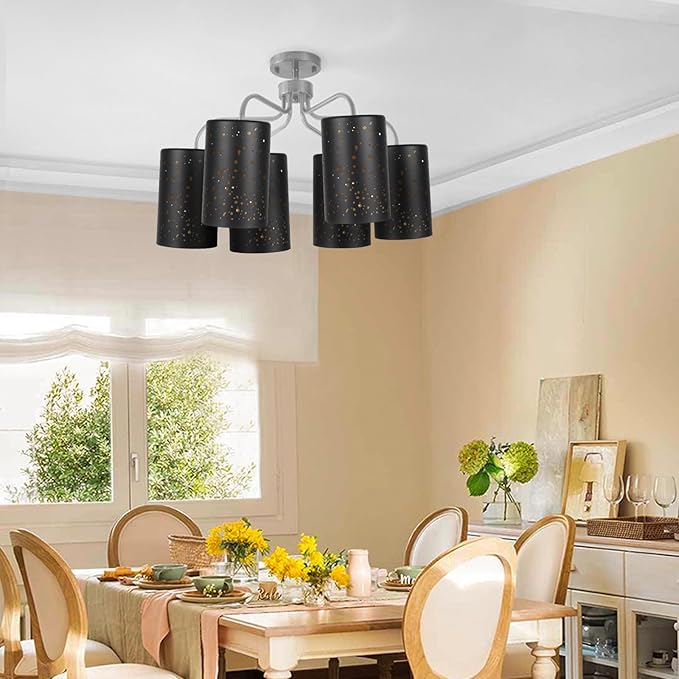 Fixture Replacement Globe Lampshade, Pendant Light Shade Starry Night Straight Cylinder Lampshade with 1-5/8 Inch Fitter Opening, Bottom Diameter 3.5" Height 5.5" Shades for Pendant Lights Wall Lamps